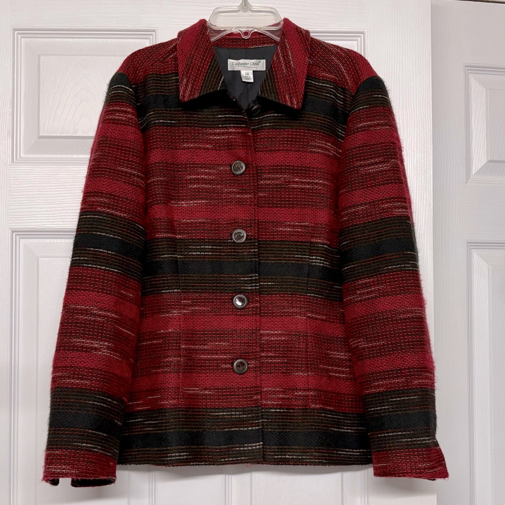 Coldwater Creek Southwestern Red Button Front Jacket Sz PM
